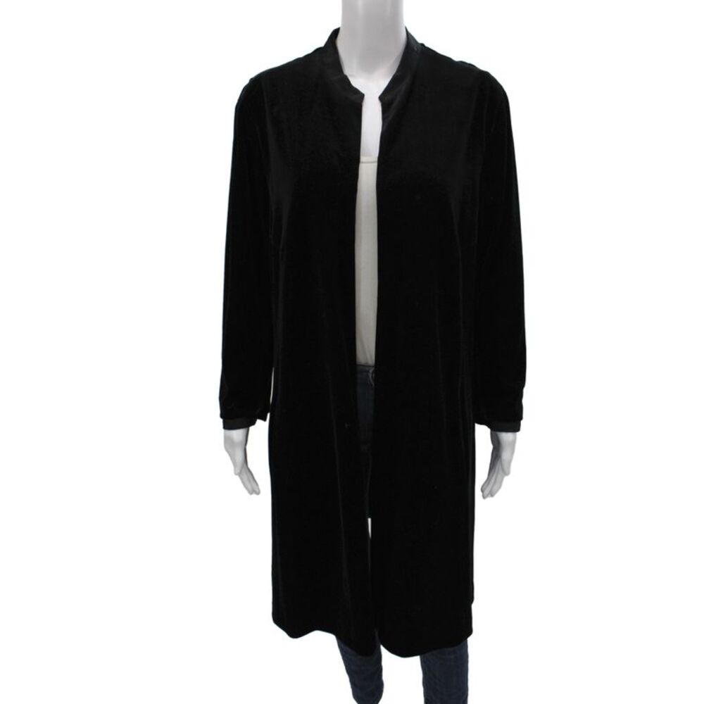 Akris Womens Black Velvet Kimono Coat Long Sleeve Size 16